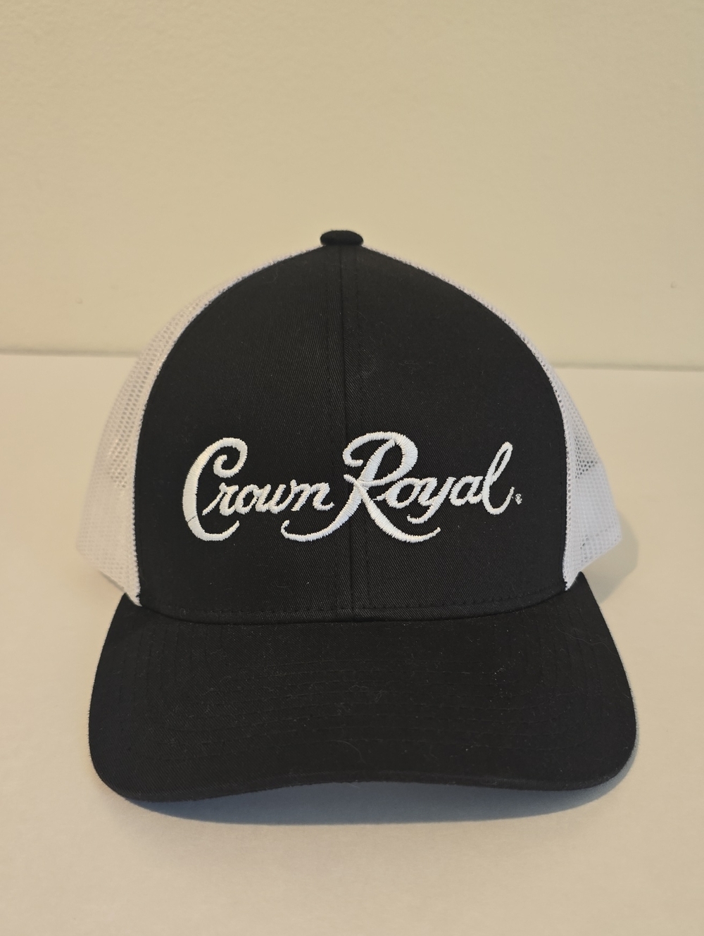 Crown Royal Black White Mesh Trucker Snapback Hat